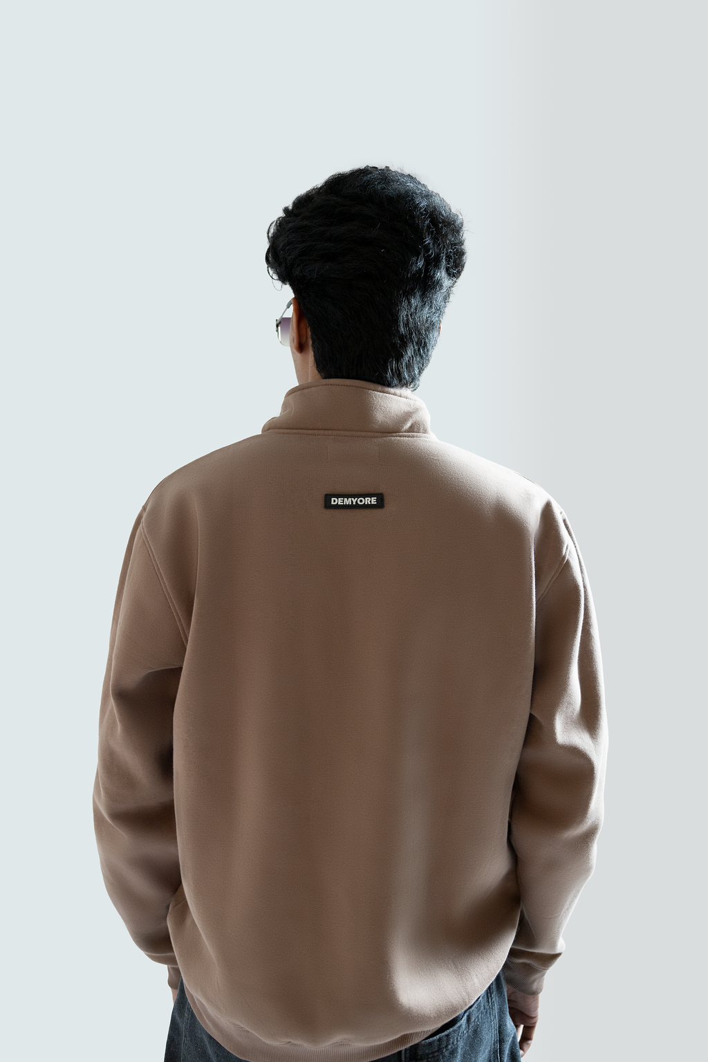 DEMYORE Signature unisex Quarter-Zip Sweatshirt-Beige