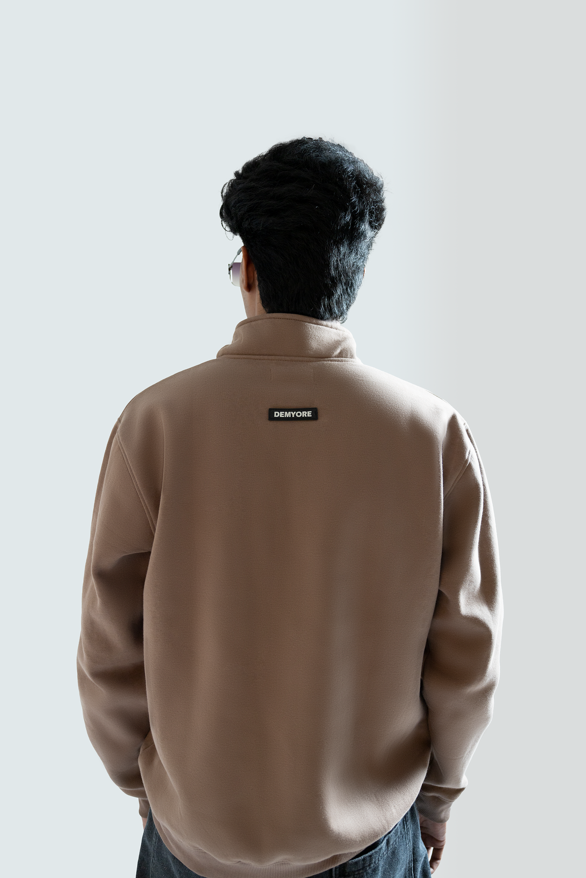 DEMYORE Signature unisex Quarter-Zip Sweatshirt-Beige