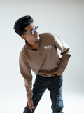 DEMYORE Signature unisex Quarter-Zip Sweatshirt-Beige