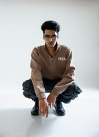 DEMYORE Signature unisex Quarter-Zip Sweatshirt-Beige