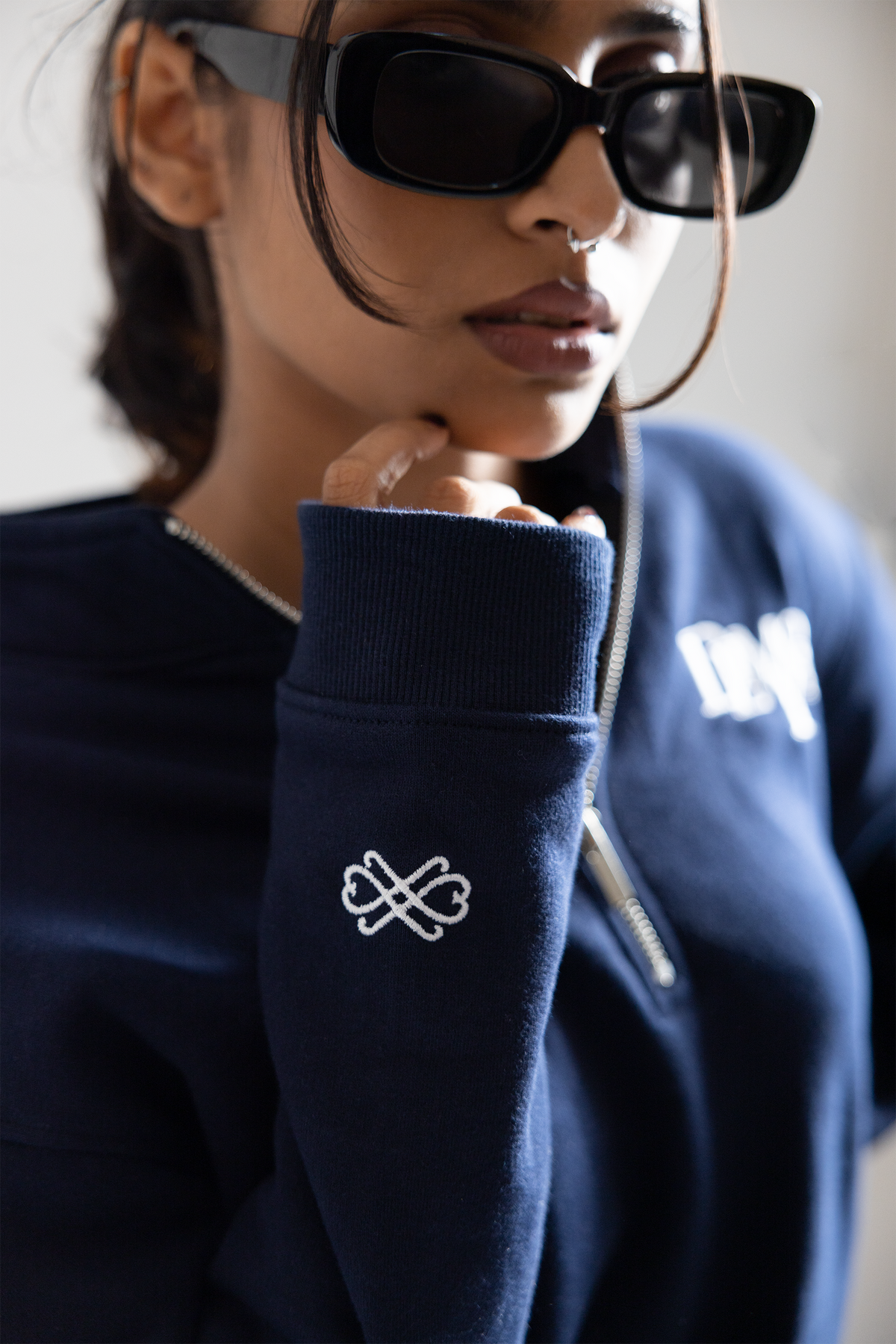 DEMYORE Unisex Signature Quarter-Zip Sweatshirt – Navy