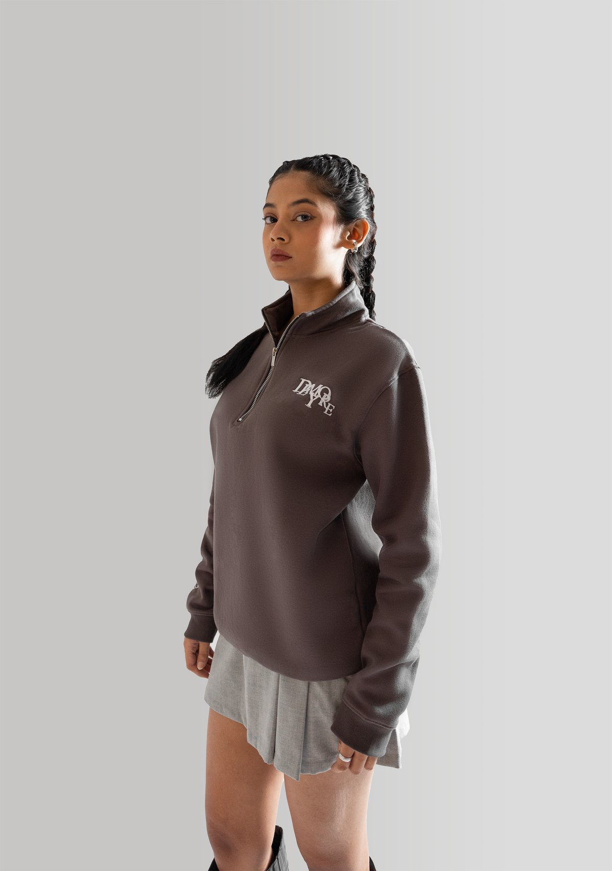 DEMYORE Signature unisex Quarter-Zip Sweatshirt – Grey